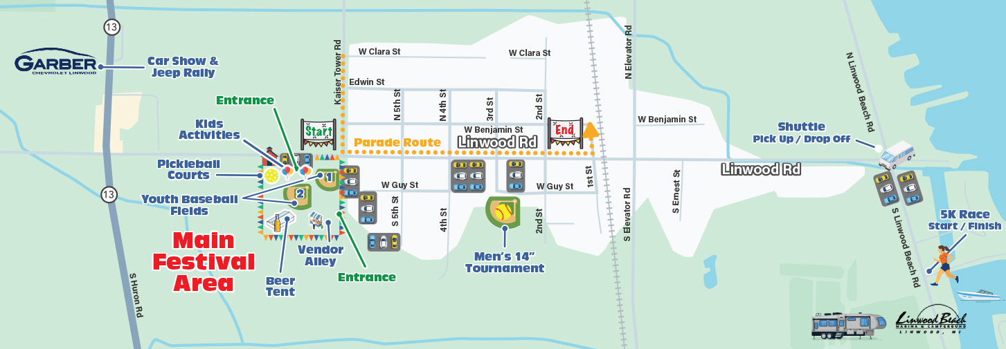 Linwood Pickle Festival Parade Route