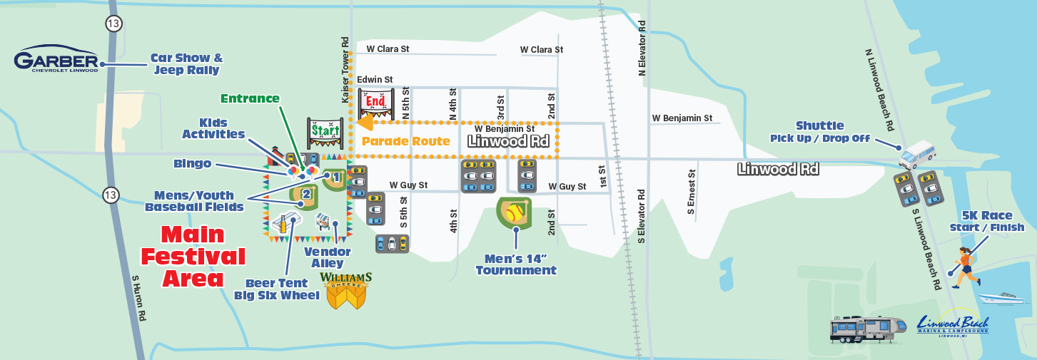 Linwood Pickle Festival Parade Route