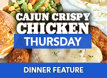 Cajun Crispy Chicken - Dinner Feature at the Village Inn in Linwood, MI