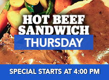 Hot Beef Sandwich at the Village Inn in Linwood, MI